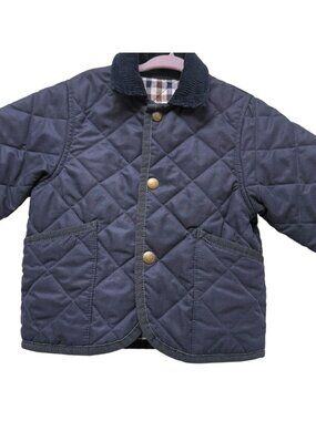 Peter Elliot Toddler Boys Quilted Jacket Size 2 Navy Barn Coat Corduroy Collar